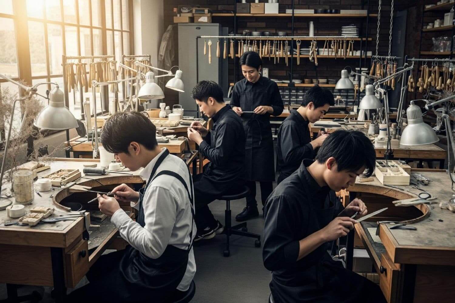 工房で働く職人たちの様子