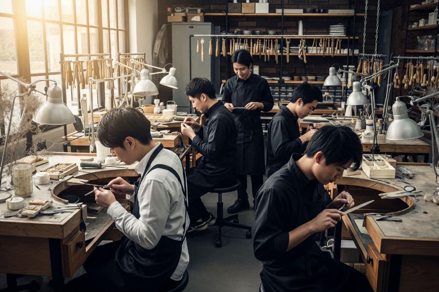 11名の職人が腕を振るうファクトリーは中四国で最大規模です。